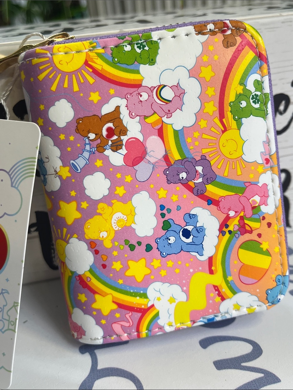 Care Bears Rainbow Print Kids Zip Wallet - Pink & Yellow - Picture 2 of 4